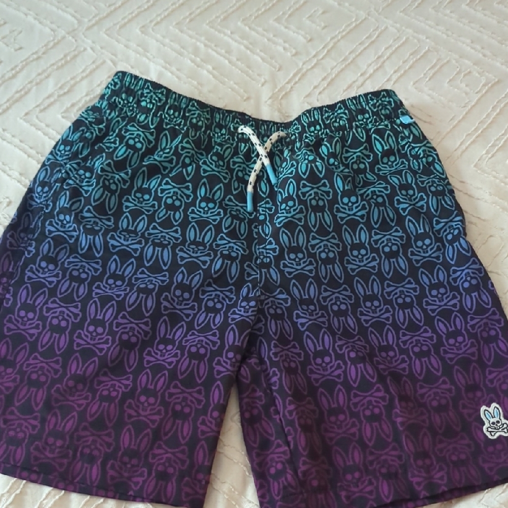 Psycho Bunny Swim Trunks Purple and Blue Gradient